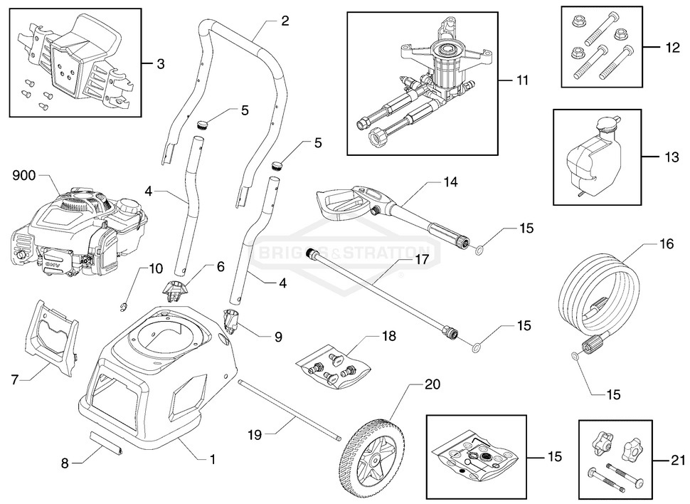 Briggs & Stratton pressure washer model 020686-01 replacement parts, pump breakdown, repair kits, owners manual and upgrade pump.